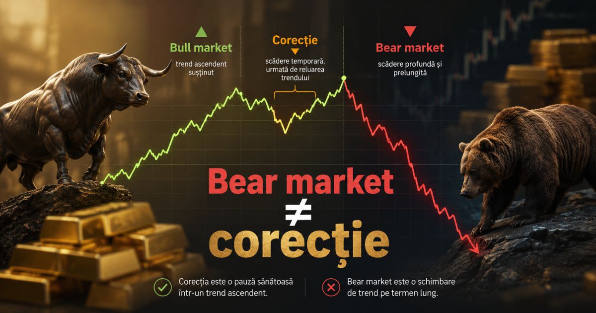 Prețul aurului a scăzut puternic. Este piață bear sau doar o corecție? Prețul aurului a scăzut puternic. Este piață bear sau doar o corecție?